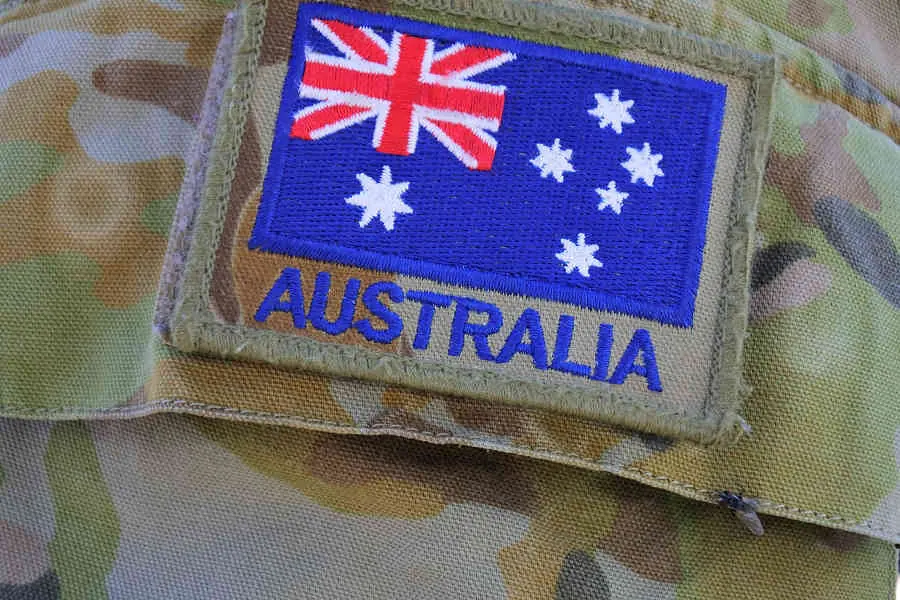 An Australian flag patch on a uniform