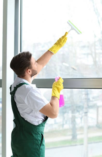 AusVeterans worker delivering window cleaning for veterans through DVA-funded support. Helping maintain bright, safe, and hygienic homes for those who served.